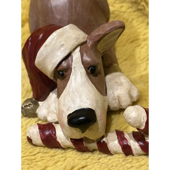 VTG FIGI Graphic Christmas Stocking Holder Figurine Dog Hound Puppy Candy Cane - Picture 6 of 7
